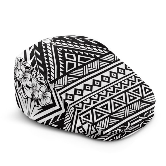 FUIALDOLG Tribal Hibiscus Print Adjustable Newsboy Hat, Durable Retro Polyester Beret Hat for Driving Walking Travel