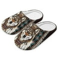 thumbnail image 1 of FUIALDOLG Tribal Wolf Print House Slippers for Women Comfortable Non-slip Indoor Slippers Closed Toe Soft Bedroom Shoes, Size 12-13, 1 of 7