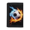 thumbnail image 1 of FUIALDOLG Trifold Card Wallet in Fire Lightning Soccer Pattern, Portable Polyester Foldable Wallet for Outdoor Sports and Teen Daily Use, 1 of 7