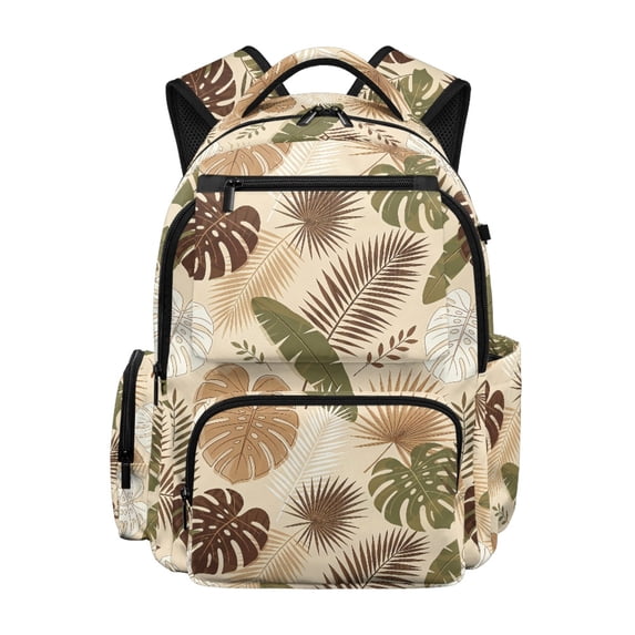 FUIALDOLG Tropical Leaf Print School Bag with Lightweight, Padded Shoulder Straps Durable 17 Inch School Backpack for Elementary School Daily Use