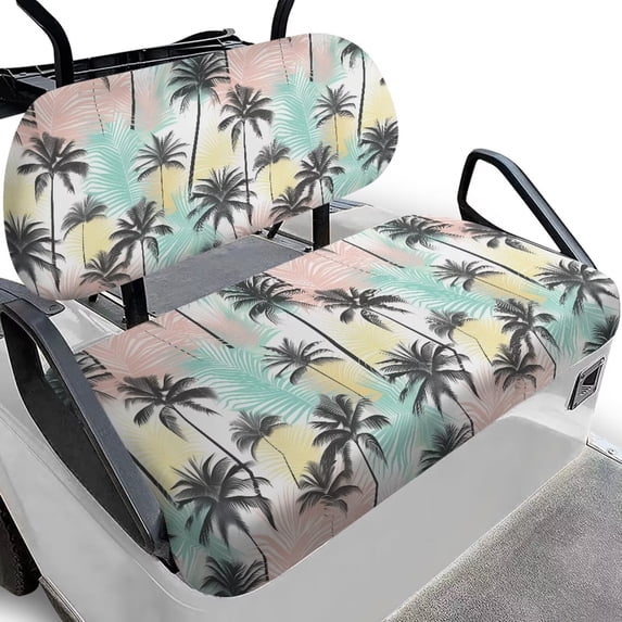 FUIALDOLG Tropical Palm Trees Print Golf Cart Seat Covers and Backrest Cover, Universal Club Car Seat Covers for Ezgo Seats Golf Carts, Breathable Bench Cushion Cover