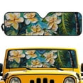 thumbnail image 1 of FUIALDOLG Tropical Plumeria Floral Painting Front Windshield Sun Shade Foldable Front Window Sun Shield Visor Fit for Off-road Vehicle Block UV Rays Car Accessories Heat Keep Car Cooler, 1 of 7