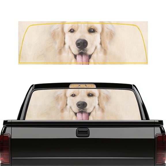 FUIALDOLG Truck Back Window Decals Perforated Personalized Graphic Rear Window Sticker Easy Install for Cars Trucks SUV , Golden Retriever