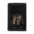 thumbnail image 1 of FUIALDOLG Two Dark Horses Decoration Kids Trifold Wallet for Outdoor Sports, Polyester Fabric Toddler Wallet with Compact Wear-Resistant Coin Pockets, 1 of 6