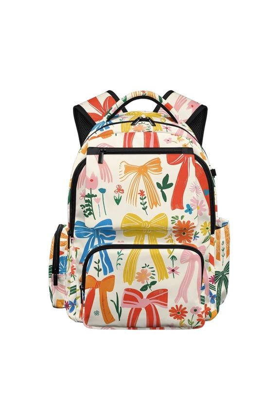 UK Ribbon Bookbag with Multi Pocket Breathable Book Bag, Portable 17 Inch Zaino per ragazze for School College Elementary School