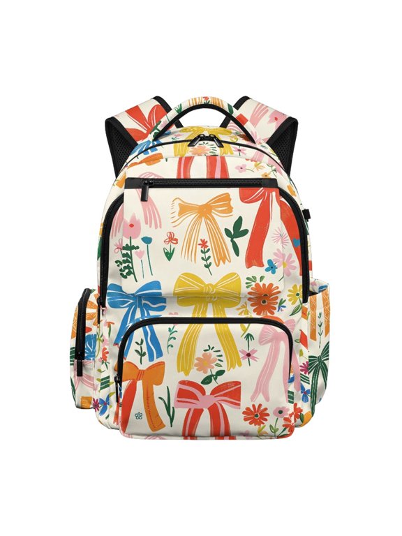 UK Ribbon Bookbag with Multi Pocket Breathable Book Bag, Portable 17 Inch Zaino per ragazze for School College Elementary School