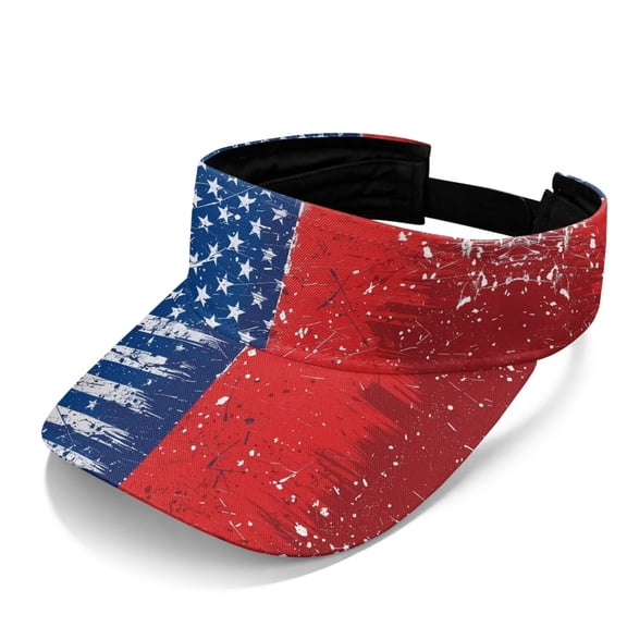 FUIALDOLG USA Flag Print Sun Visor Hats for Women Men Sun Protection Quick Dry Hat Open Top Adjustable Lightweight Sports Unisex Visors for Outdoor Beach