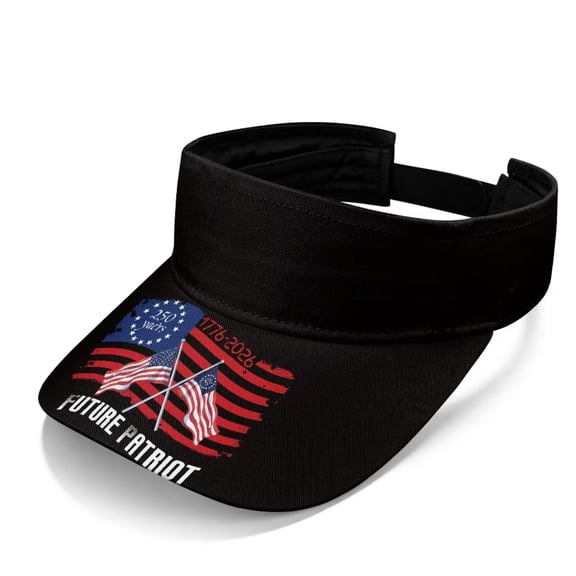 FUIALDOLG USA Flag Print Women Men Lightweight Sun Visor Adjustable Open Top Quick Dry Cap for Running Golf Hiking Beach Travel