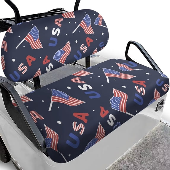 FUIALDOLG USA Flags Print Golf Cart Seat Covers Universal Fit for Club Car Precedent Golf Cart Seats, Washable Front and Back Seat Cushion Cover, No Stapler Required