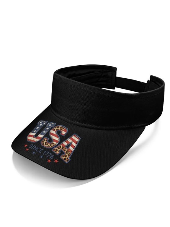 USA Leopard Print Sun Visor Hat Adjustable Visors Women Men Outdoor Sports Tennis Golf Beach Travel Cap