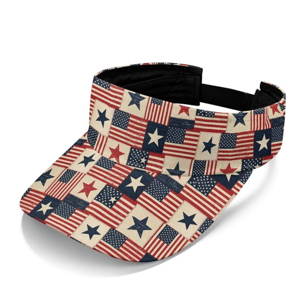 FUIALDOLG USA Star Plaid Print Women Sports Visors Hat Visors Hats Adjustable Sun Headwear for Men Cap Outdoor Golf Beach Travel