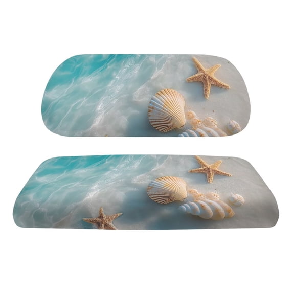 FUIALDOLG Univesal Golf Cart Seat Protector Set for Club Car Precedent Seats Ocean Beach Starfish Print Washable Golf Cart Bench Seat Covers for Women Men Easy to Install