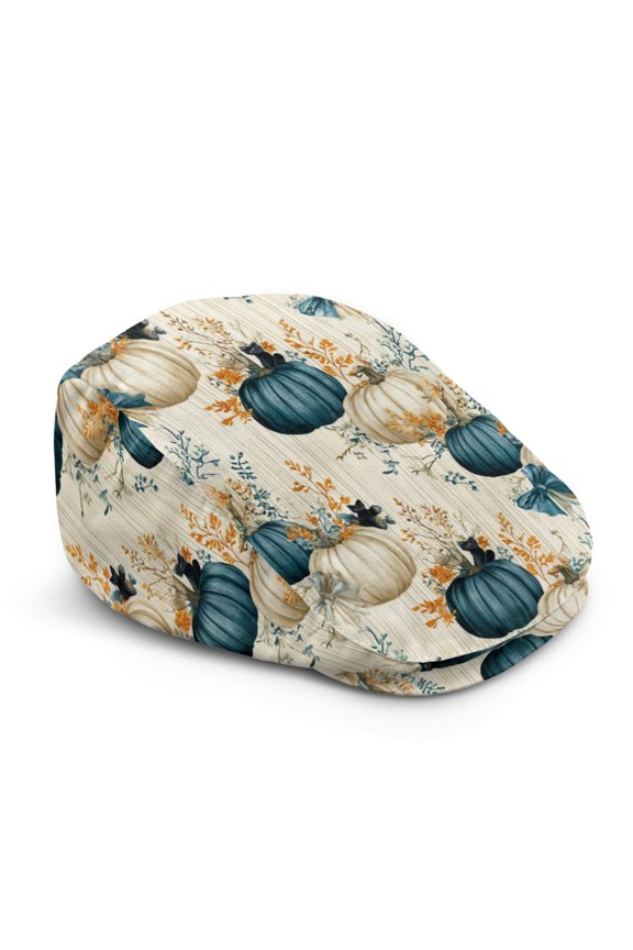 Vintage Flat Cap for Driving Walking, Vintage Pumpkin Pattern Polyester Lightweight Newsboy Hat Soft