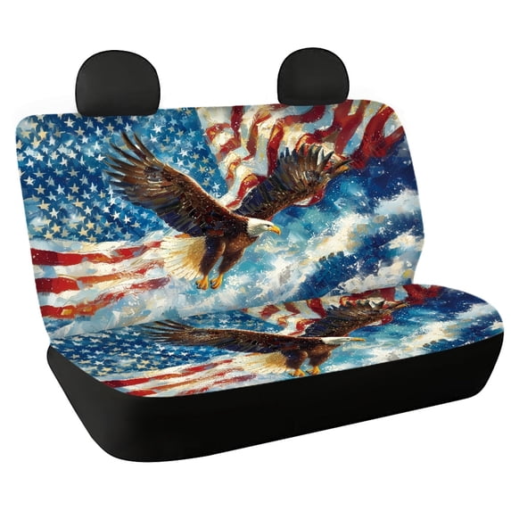 FUIALDOLG Watercolor Eagle Back Seat Covers with SUV Car, Dustproof Easy to Install Rear Bench Seat Cover(2 Piece)