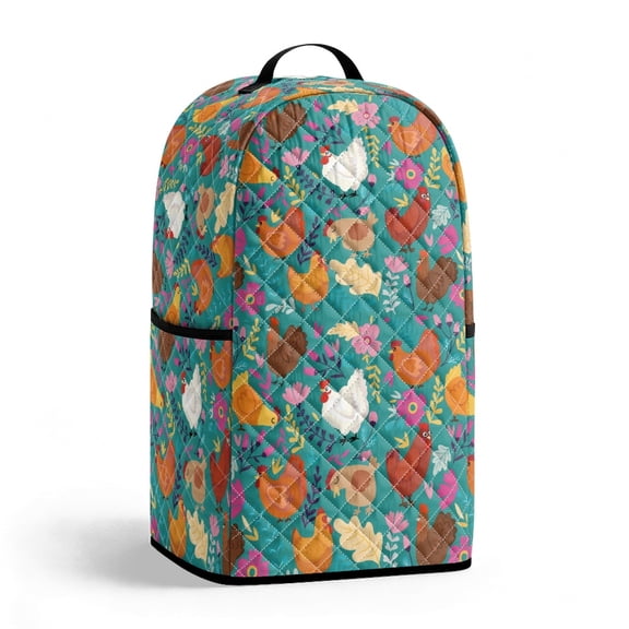 FUIALDOLG Waterproof Cooking Machine Cover for Kitchen Counter Home, Teal Chicken Floral Protective Kitchen Appliance Cover Polyester Quilted Cooking Machine Cover