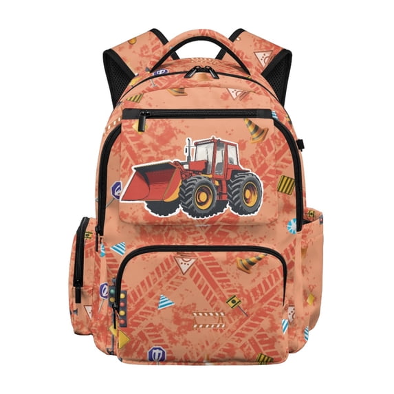 FUIALDOLG Waterproof School Bag for Outdoor Daily Use, Polyester Lightweight Bookbag, Red Tractor