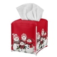 thumbnail image 1 of FUIALDOLG Waterproof Tissue Box Cover, PU Leather Square Car Tissue Holder with Cartoon Snowmen Pattern - Decorative Organizer for Bathroom Vanity Countertop, Night Stands, Office Desk & Car, 1 of 7