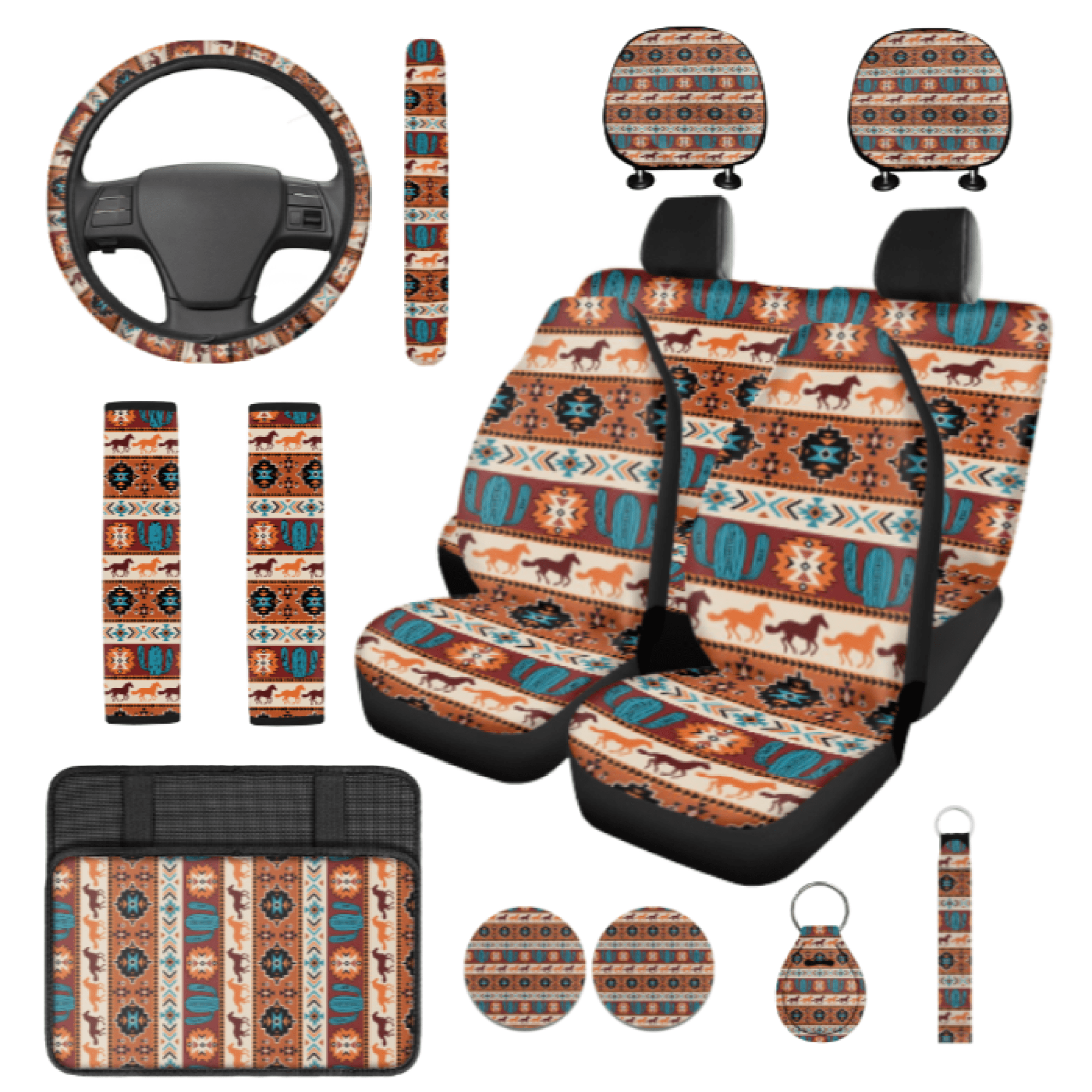 FUIALDOLG Western Desert Pattern Car Seat Covers Set with Automobile ...