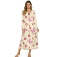 thumbnail image 1 of FUIALDOLG Winter Nightgowns for Women Long Sleeve Pink Butterfly Cherry Print Button Down Long Warm Nightdress Soft Sleepwear Night Gown Comfy Loungewear, 4XL, 1 of 6