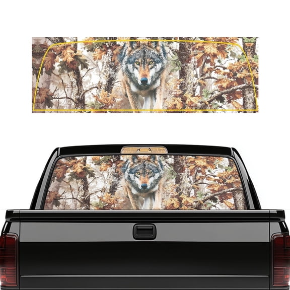 FUIALDOLG Wolf Forest Hunting Camo Rear Window Decals for Trucks - Back Window Decals Fit Most Pickup Trucks SUV, Back Window Decal for Car Personalized Decoration