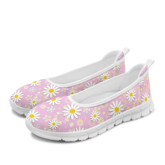 FUIALDOLG Women’s Ballet Flats Knit Mesh Flats Round Toe Shoes Comfy Slip Ons Casual Dress Flats Waling Loafer