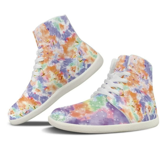 FUIALDOLG Women's High Top Sneakers Comfort Wide Toe Box Barefoot Shoes Halo Dyeing Tennis Shoes