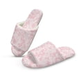 thumbnail image 1 of FUIALDOLG Women's Indoor Slippers Open Toe Pink Cow Hide Print Fuzzy House Slippers for Women Winter Slide for Ladies Bedroom Shoes, Size 10.5-11.5, 1 of 7