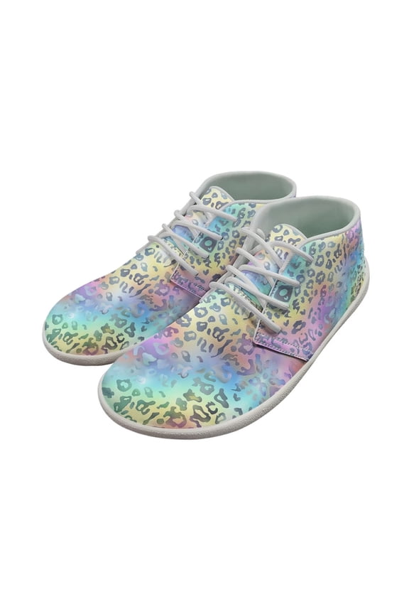 Women's Low Top Sneakers Cute Running Shoes Flower Printed Platform Skate Shoe Leather Barefoot Shoes