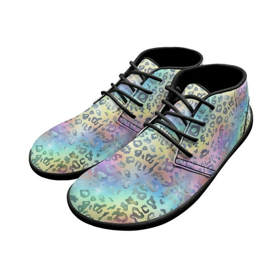 FUIALDOLG Women's Low Top Sneakers Cute Running Shoes Flower Printed Platform Skate Shoe Leather Barefoot Shoes