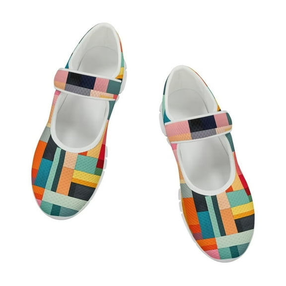 FUIALDOLG Women's Mary Jane Flats, Breathable Slip-On Light Weight Comfort Orthotic Casual Walking Shoes