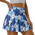 thumbnail image 1 of FUIALDOLG Womens Blue Hibiscus Flower Athletic Skorts Tropical Floral Tennis Skort with Pocket Activewear High Waisted Golf Skirt with Shorts Summer Sport Clothing,L, 1 of 8