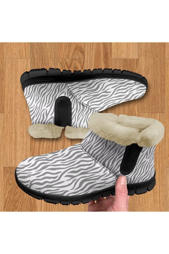 Womens Waterproof Snow Boots Ankle Casual Cold Weather Comfortable Zebra Stripe PrintingBooties