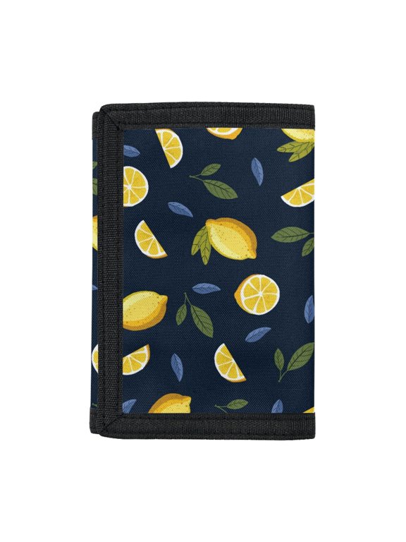 Yellow Lemon Art Youth Wallet for Sports, Polyester Children's Wallet with Compact Slim Trifold Card Wallet