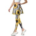 thumbnail image 1 of FUIALDOLG Yellow Sunflower Tennis Skirted Leggings for Women Black Stripes Floral Leggings with Skirt Golf Pants High Waist Yoga Pants with Pocket Tummy Control Workout Trousers Athletic Clothing,3XL, 1 of 7