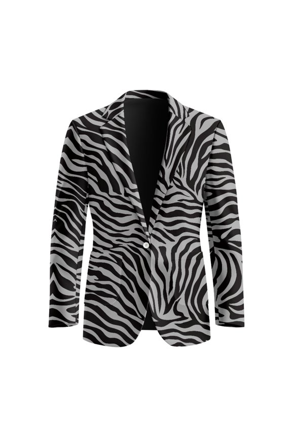 Zebra Polyester One Button Blazer with Lightweight, Regular Fit Fashion Suit Jacket for Summer