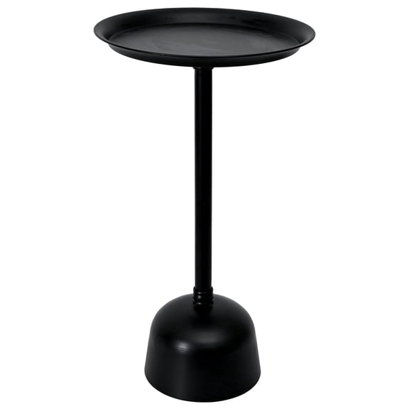 FUIN Small Round Side Table, Tall Pedestal Drink End Tables Living Room, Narrow Night Stand for Small Spaces, Bedroom, Modern Metal Beside Table Entryway Desk Home Decor (Black, 9" x 23")