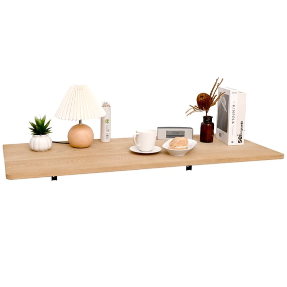 FUIN Wall Mounted Laundry Folding Table, Fold Down Table Wall Mount Desk, Natural