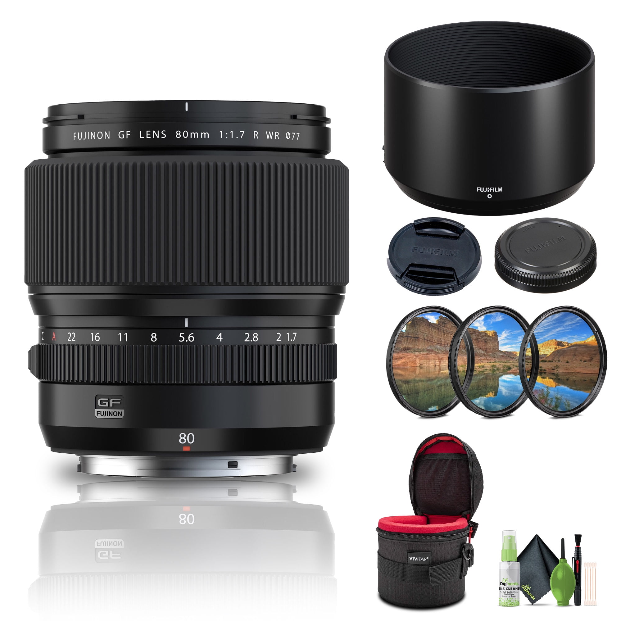 FUJIFILM GF 80mm F/1.7 R WR Lens (FUJIFILM G Mount) Bundle with 