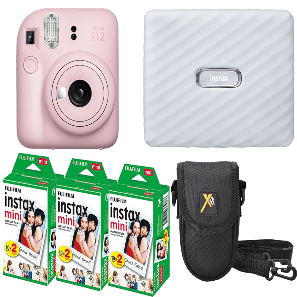 FUJIFILM INSTAX MINI 12 Instant Film Camera (Blossom Pink) + Camera Case + Mini Film White