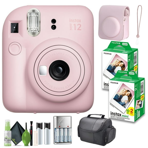 FUJIFILM INSTAX MINI 12 Instant Film Camera Blossom Pink with Fuji INSTAX MINI Instant Film 40 Photo Sheets with Camera Case and Accessories Ideal Gift for kids, Teenage Girl & Adults