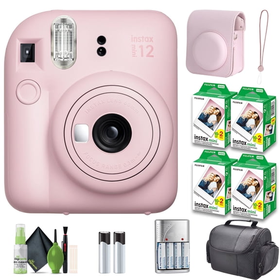 FUJIFILM INSTAX MINI 12 Instant Film Camera Blossom Pink with Fuji INSTAX MINI Instant Film 80 Photo Sheets with Camera Case and Accessories Ideal Gift for kids, Teenage Girl & Adults