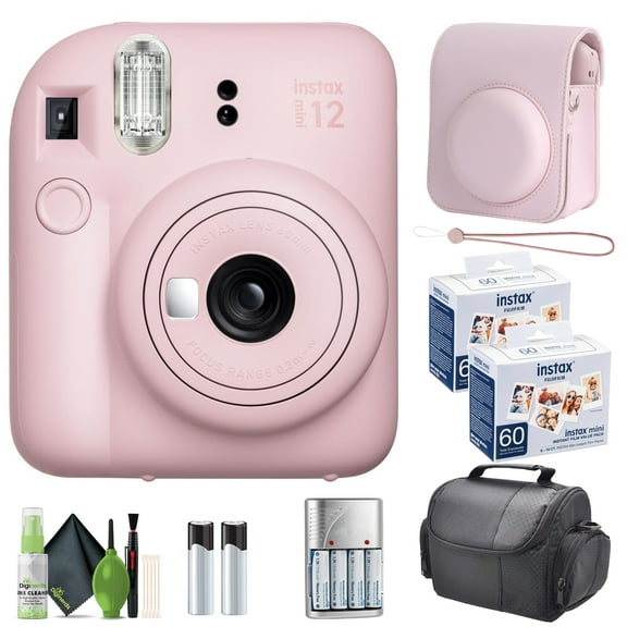 FUJIFILM INSTAX MINI 12 Instant Film Camera Blossom Pink with Fuji Value Pack Instant Film - 60 Photo Sheets with Camera Case and Accessories Ideal Gift for kids, Teenage Girl & Adults