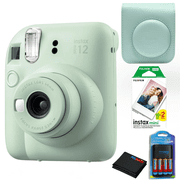 Fujifilm INSTAX MINI 12 Instant Film Cameras, Bundle with PixiByte Microfiber Cloth, Green