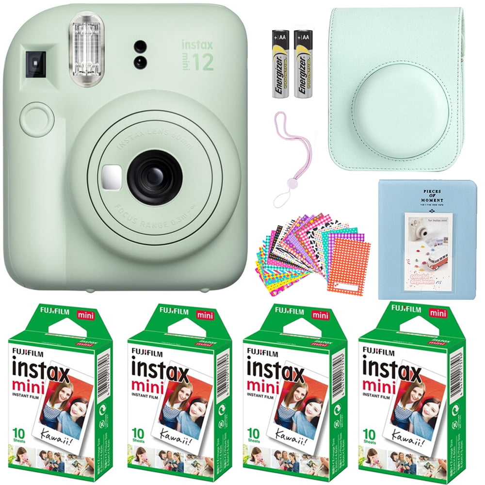 FUJIFILM INSTAX MINI 12 Instant Film Camera Mint Green Accessories kit for Fujifilm  Instax Mini 12 Camera Includes; Instant camera + Fuji Instax Film (40 PK) +  Green Case With Strap +Frames + Album 