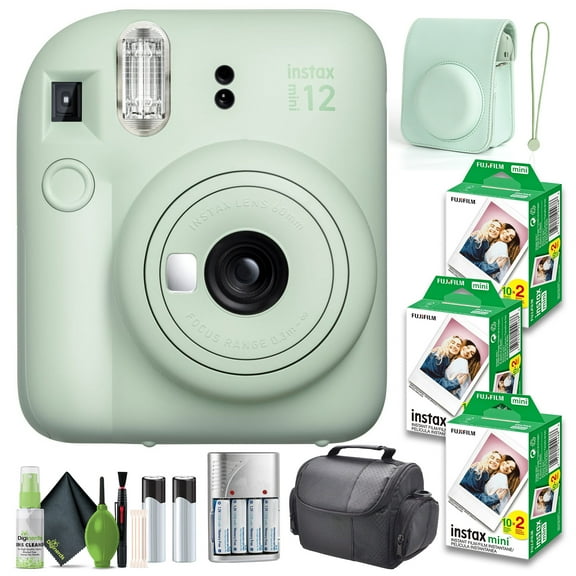 FUJIFILM INSTAX MINI 12 Instant Film Camera Mint Green with Fuji INSTAX MINI Instant Film- 60 Photo Sheets with Camera Case and Accessories Ideal Gift for kids, Teenage Girl & Adults