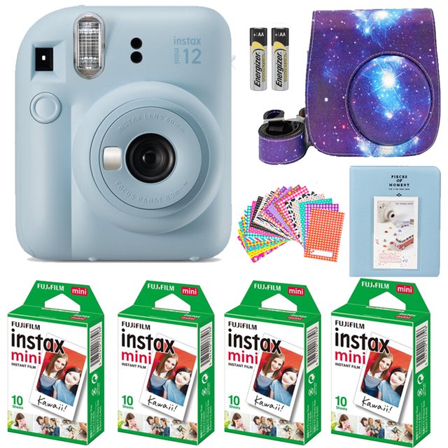 FUJIFILM INSTAX MINI 12 Instant Film Camera with Accessories kit in Pastel Blue