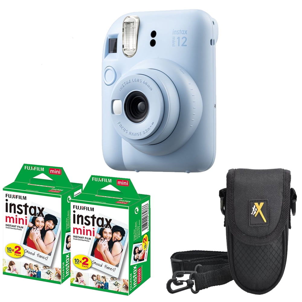FUJIFILM INSTAX MINI 12 Instant Film Camera (Pastel Blue) + Camera Case + Mini Film Kit (2 Pack