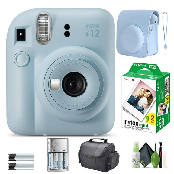FUJIFILM INSTAX MINI 12 Instant Film Camera Pastel Blue with Fuji INSTAX MINI Instant Film- 20 Photo Sheets with Camera Case and Accessories Ideal Gift for kids, Teenage Girl & Adults