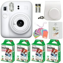 FUJIFILM INSTAX MINI 12 Instant Film Camera White Accessories kit for Fujifilm Instax Mini 12 Camera Includes; Instant camera + Fuji Instax Film (40 PK) + Case With Strap+ Album +Frames + Album