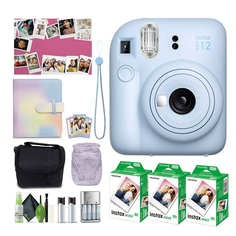 instax mini 8 backpack bundle blue Instant Camera 12-Piece Accessories -Cobalt Blue- Compatible for Fujifilm & Mini 9 Camera Includes; Case W/Strap, Lens Filters, and photofinishing products. Fujifilm Instax Mini 12 Instant